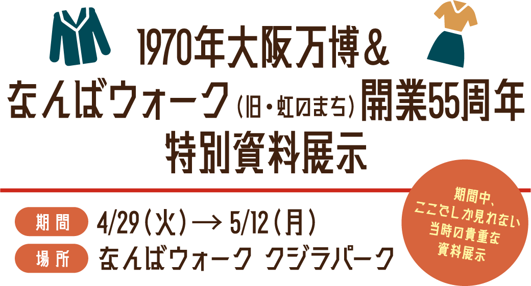 1970年大阪万博＆なんばウォーク（旧・虹のまち）開業55周年特別資料展示